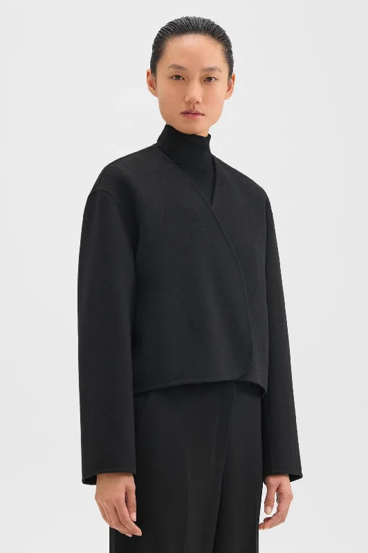 Rounded Crop Jacket in Black