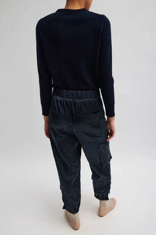 Shiny Nylon Wilt Jogger in Navy - Regular