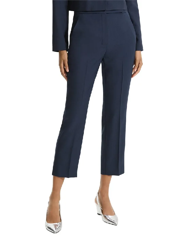 Theory High-Waist Slim Crop Wool-Blend Pant