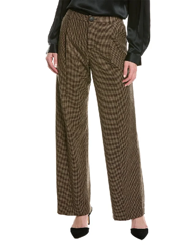 Vince Houndstooth Pleat Front Wool-Blend Pant