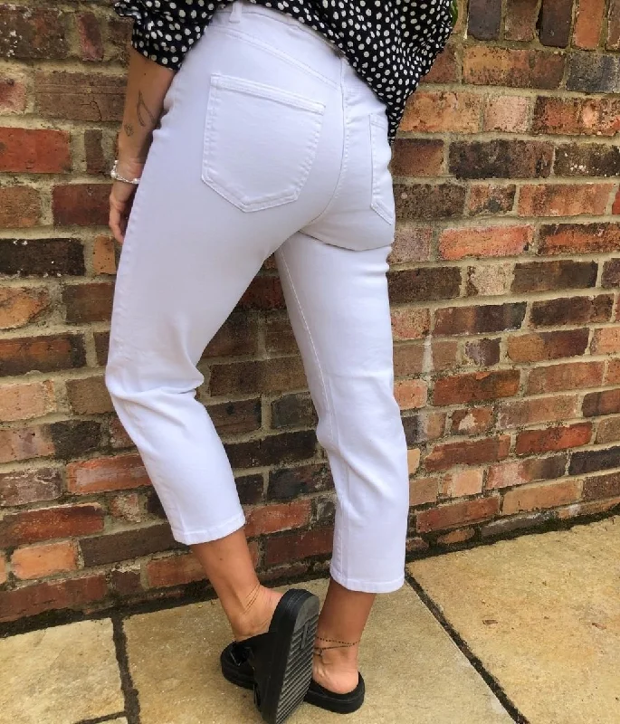 White Straight Cropped Jeans