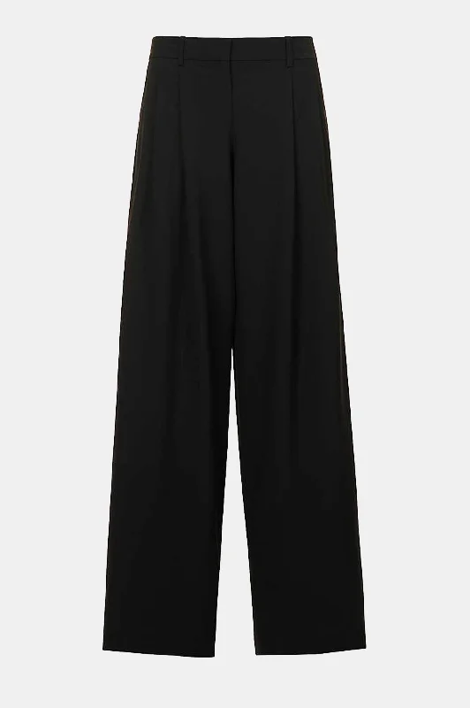 Wide Leg Pleat Pant in Black