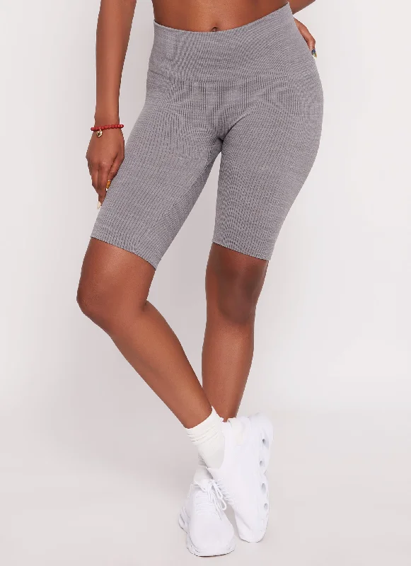 Seamless Ribbed High Waist Biker Shorts