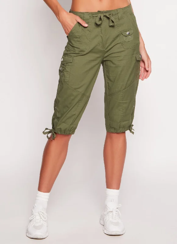 Rolled Cuff Cargo Bermuda Shorts