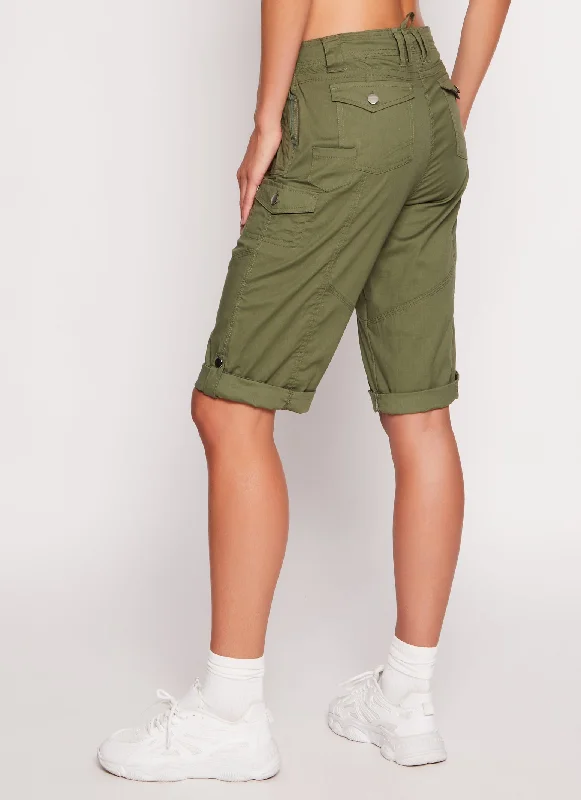 Rolled Cuff Cargo Bermuda Shorts