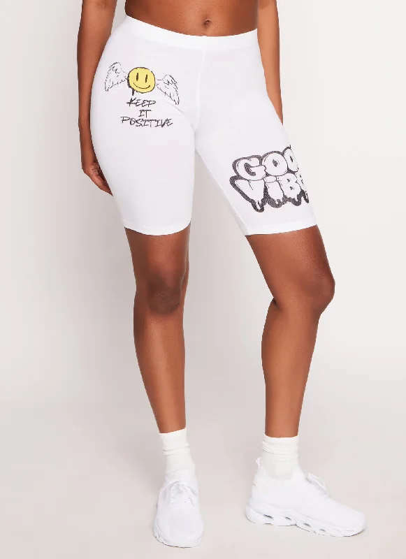 Smiley Good Vibes Keep It Positive Bike Shorts