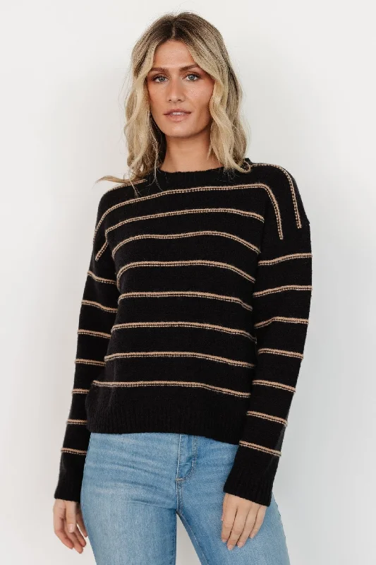 Alanis Stripe Sweater | Black + Camel