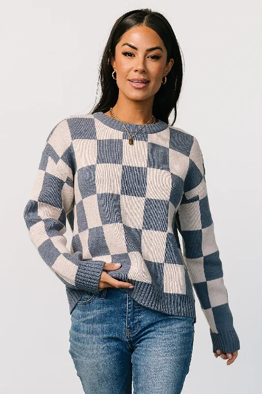 Quincy Checkered Sweater | Blue