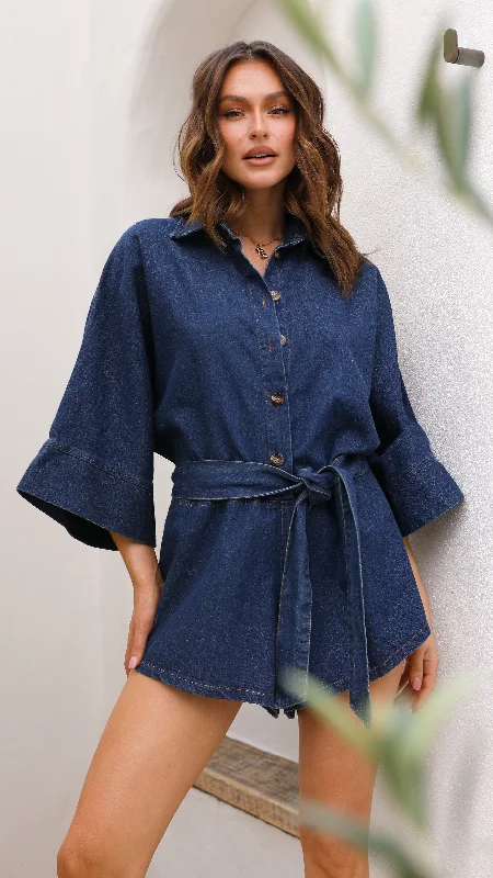 Sophia Playsuit - Dark Denim