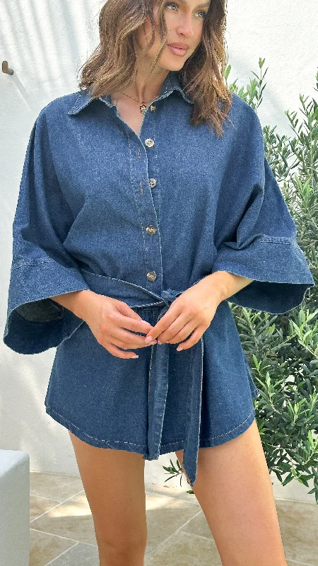 Sophia Playsuit - Dark Denim