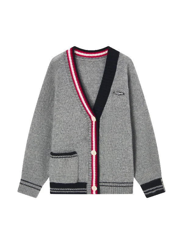 Tricolor Trimmed Cardigan