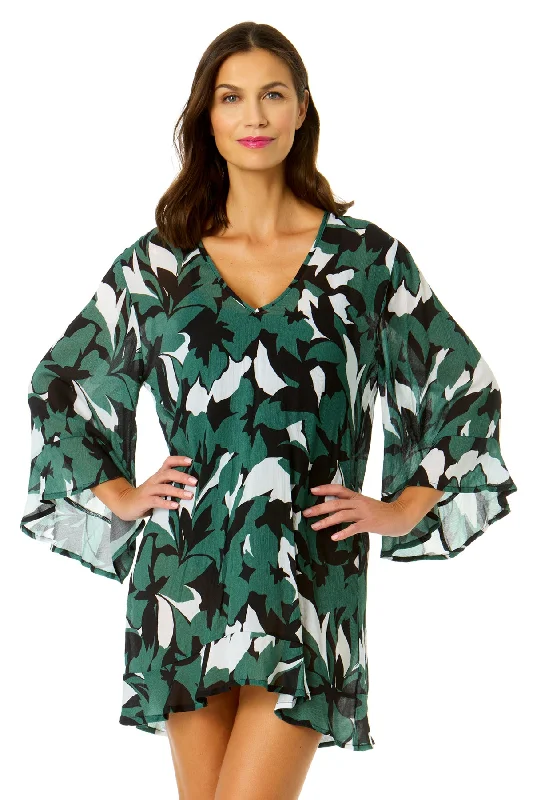 Women's Desert Bloom Flounce V Neck Tunic Swimsuit Cover Up