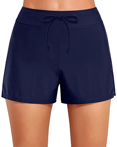 High Waist Bathing Suit Boy Shorts Swimwear Slimming Swimming Boy Shorts-Navy Blue