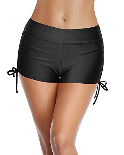 Lightweight Breathable Boyshort Swimsuits For Women-Black