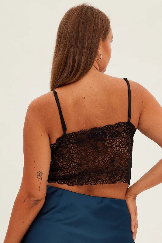 Black Bralette V-neck Lace