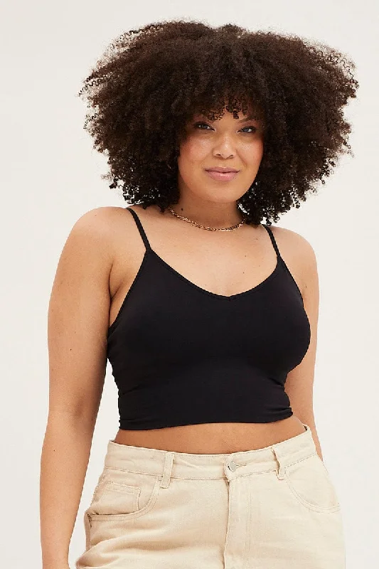 Black Seamless Rib Crop Top