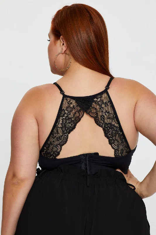 Black Trim Bralette Seamless Back Lace