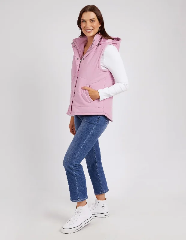 Elm Cord Puffer Vest Peony Pink