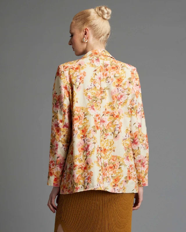 Fate Last Dance Structured Blazer Cream Floral