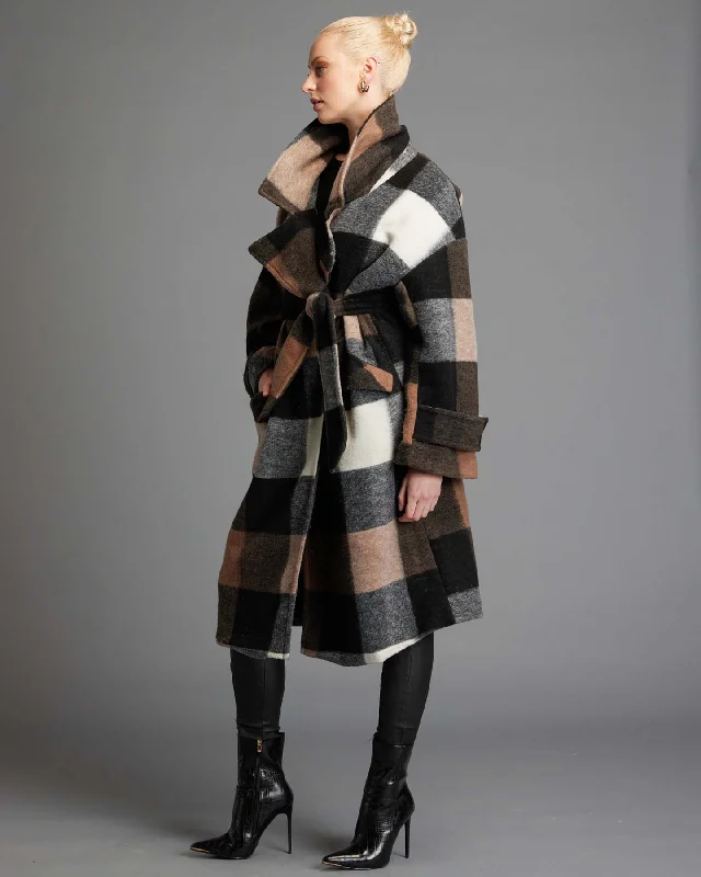 Fate Stranger Oversized Check Coat Brown