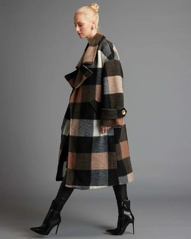 Fate Stranger Oversized Check Coat Brown