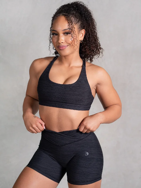 Icon Scoop Neck Sports Bra - Black Marl