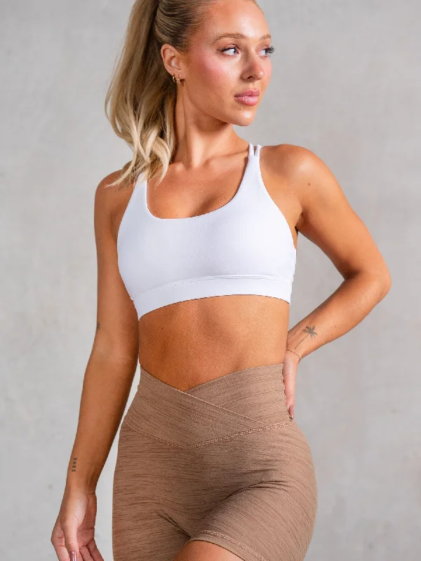 Icon Scoop Neck Sports Bra - White