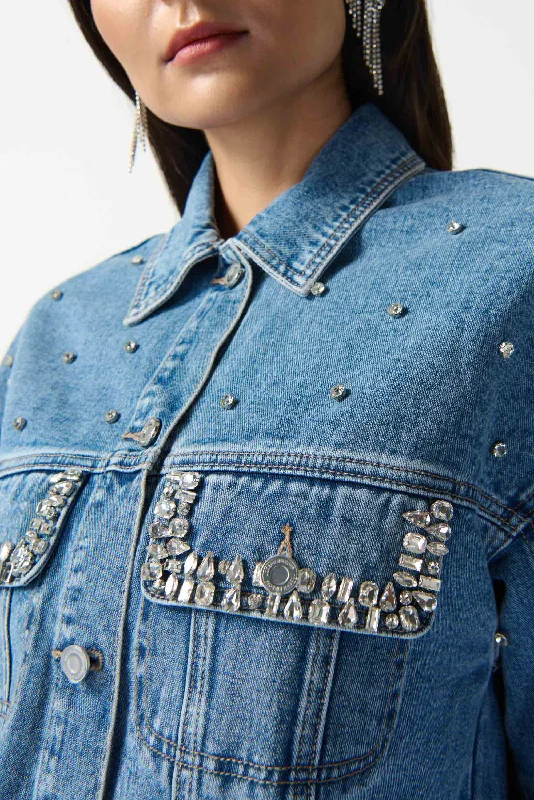 Joseph Ribkoff •	Embellished Denim Boxy Jacket