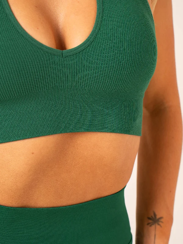 Lift Rib Seamless Halter Sports Bra - Emerald