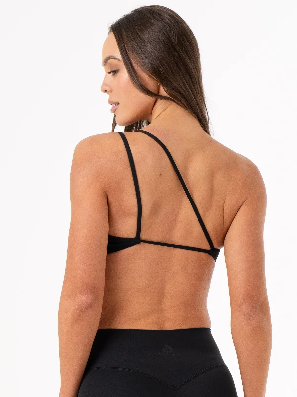 NKD One Shoulder Sports Bra - Black