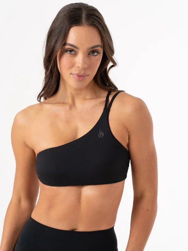 NKD One Shoulder Sports Bra - Black