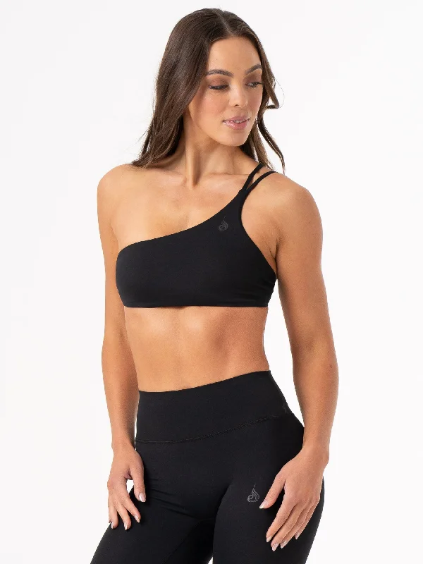 NKD One Shoulder Sports Bra - Black