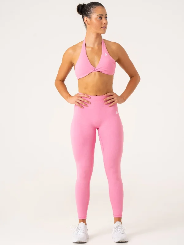 NKD Stonewash Halter Sports Bra - Pink Stonewash