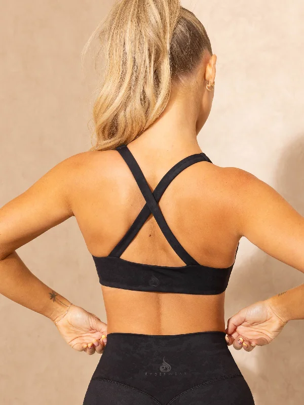 NKD Stonewash Twist Sports Bra - Black Stonewash