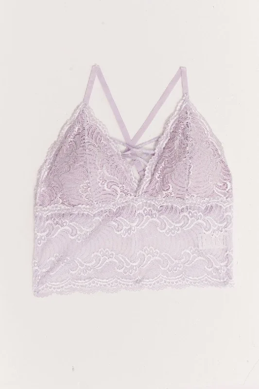 Purple Floral Lace Corset Top Bralette Lingerie