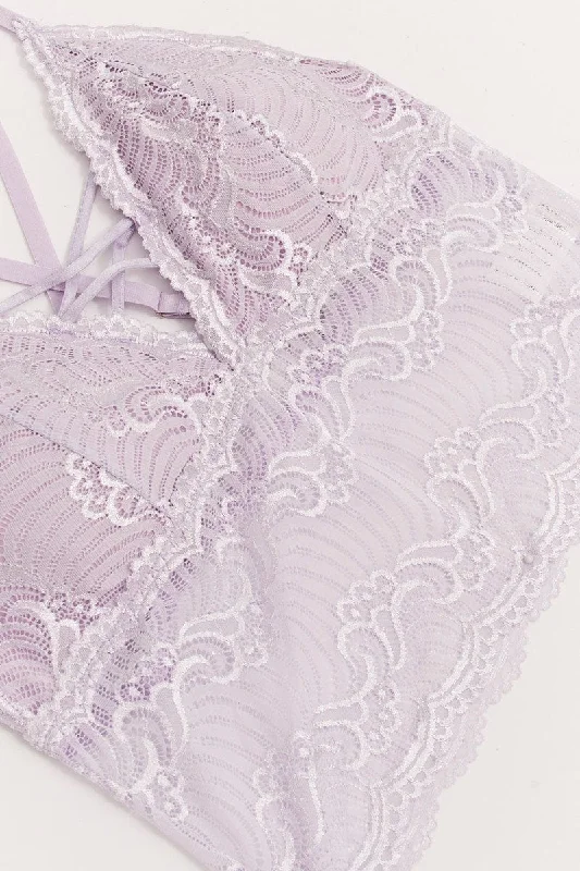 Purple Floral Lace Corset Top Bralette Lingerie