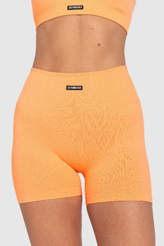 Ribbed Seamless Shorts - Mango Orange