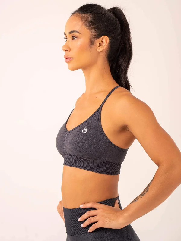 Stonewash Seamless Sports Bra - Black Stonewash