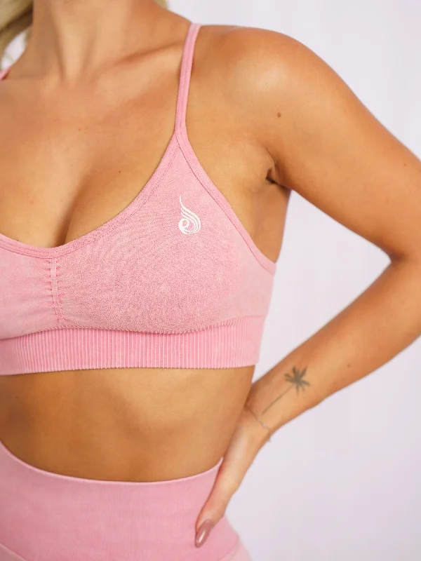 Stonewash Seamless Sports Bra - Coral Stonewash