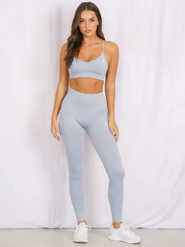 Stonewash Seamless Sports Bra - Dusty Blue Stonewash