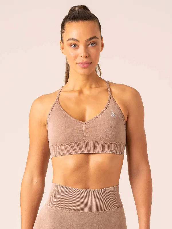 Stonewash Seamless Sports Bra - Tan Stonewash